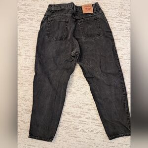 Vintage Levi's 550 Black Denim Jeans, Y2K,  Woman Size 18 Made in USA, Red Tab